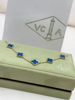 Van-Cleef-Arpels-Vintage-Alhambra-Bracelet-5-Motifs-VCARP34900-Yellow-Gold-Blue-Agate