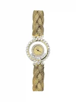 Vintage-Chopard-Happy-Diamonds-Watch-4097-Rare-Model-18k-Yellow-Gold-Diamonds-Quartz
