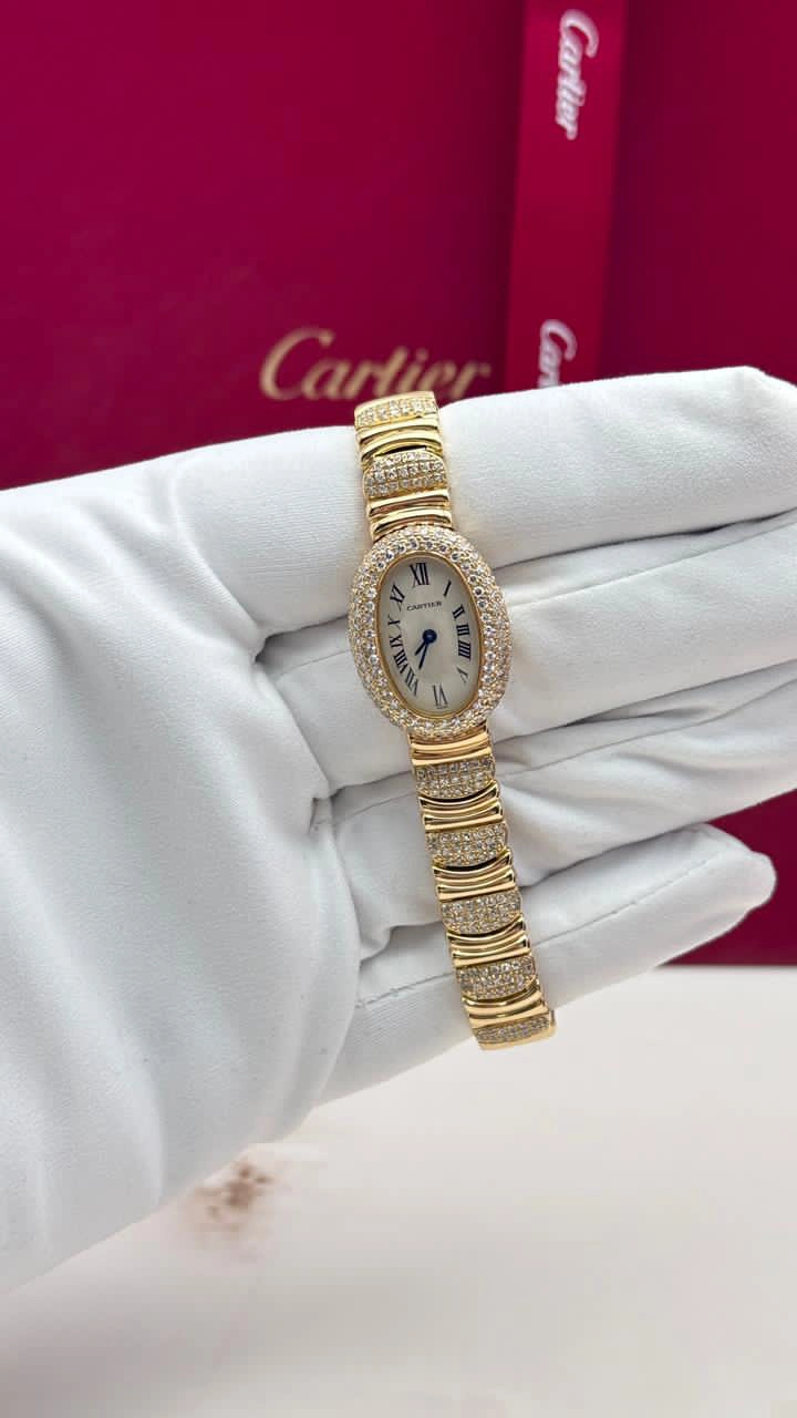 Cartier-Baignoire-Ladies-Watch-18k-Yellow-Gold-Diamonds-Hand Cartier-Baignoire-Ladies-Watch-18k-Yellow-Gold-Diamonds-Hand