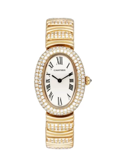 Cartier-Baignoire-Ladies-Watch-18k-Yellow-Gold-Diamonds-Quartz