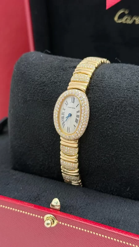 Cartier-Baignoire-Ladies-Watch-18k-Yellow-Gold-Diamonds-Side