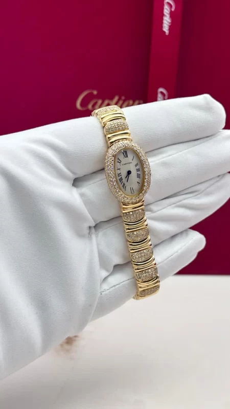 Cartier-Baignoire-Ladies-Watch-18k-Yellow-Gold-Fixed-Diamonds