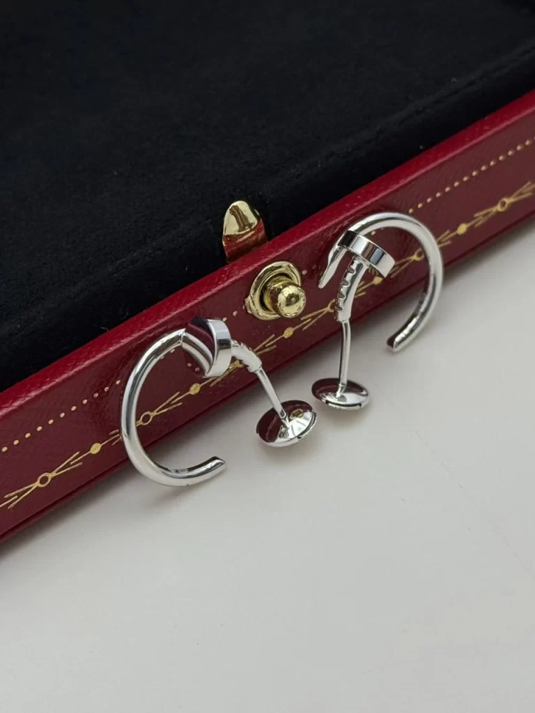 Cartier Juste Un Clou Hoop Earrings 18k white gold small model, side view
