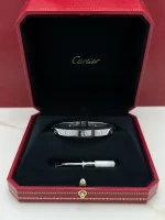 Cartier-Love-Bracelet-CRB6080217-Classic-Model-Brushed-4-Diamonds-18k-White-Gold-Front