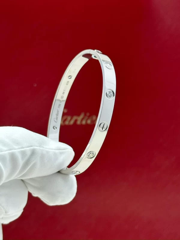 Cartier-Love-Bracelet-CRB6080217-Classic-Model-Brushed-4-Diamonds-18k-White-Gold-Hand