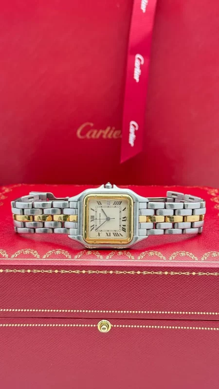 Panthere-De-Cartier-Medium-Model-Watch-Steel-18k-Yellow-Gold