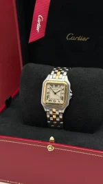 Panthere-De-Cartier-Medium-Model-Watch-Steel-18k-Yellow-Gold-Box