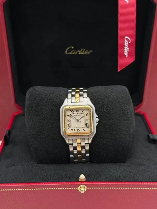 Panthere-De-Cartier-Medium-Model-Watch-Steel-18k-Yellow-Gold-Front