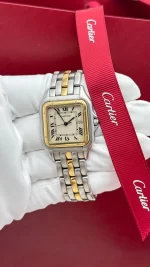 Panthere-De-Cartier-Medium-Model-Watch-Steel-18k-Yellow-Gold-Original