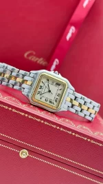 Panthere-De-Cartier-Medium-Model-Watch-Steel-One-Line-Yellow-Gold
