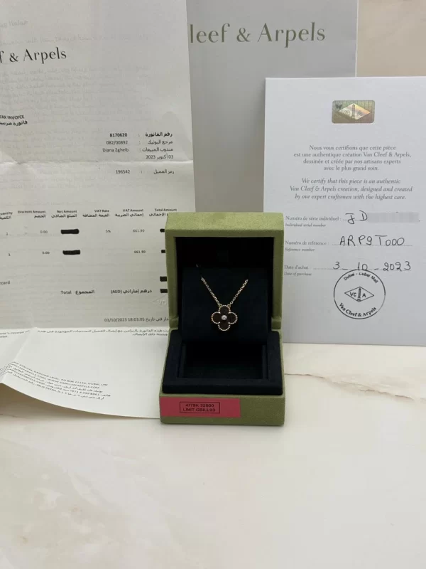 Van-Cleef-Arpels-Alhambra-Limited-Edition-Pendant-ARPGT000-18k-Yellow-Gold-Gray-MOP-Front-Box