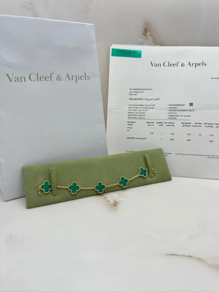 Van-Cleef-Arpels-Vintage-Alhambra-5-Motifs-Bracelet-18k-Yellow-Gold-Malachite-Authentic