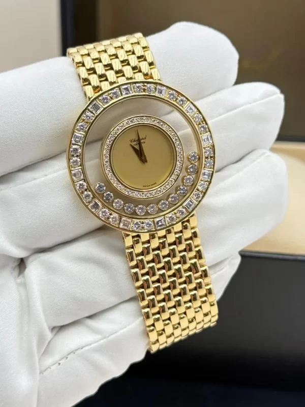 Vintage-Chopard-Happy-Diamonds-Watch-18k-Yellow-Gold-Factory-Diamonds-Hand
