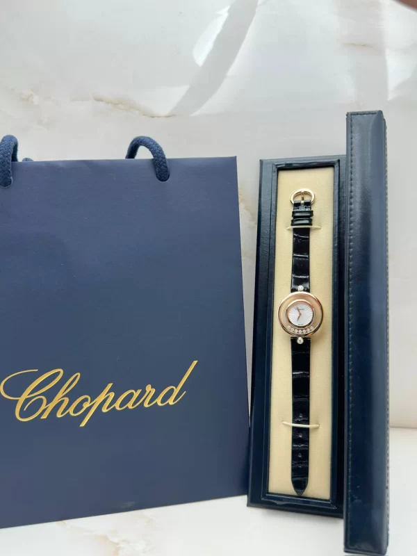 Chopard-Happy-Diamonds-Watch-4596-18k-Rose-Gold-Leather-Quartz-Authentic
