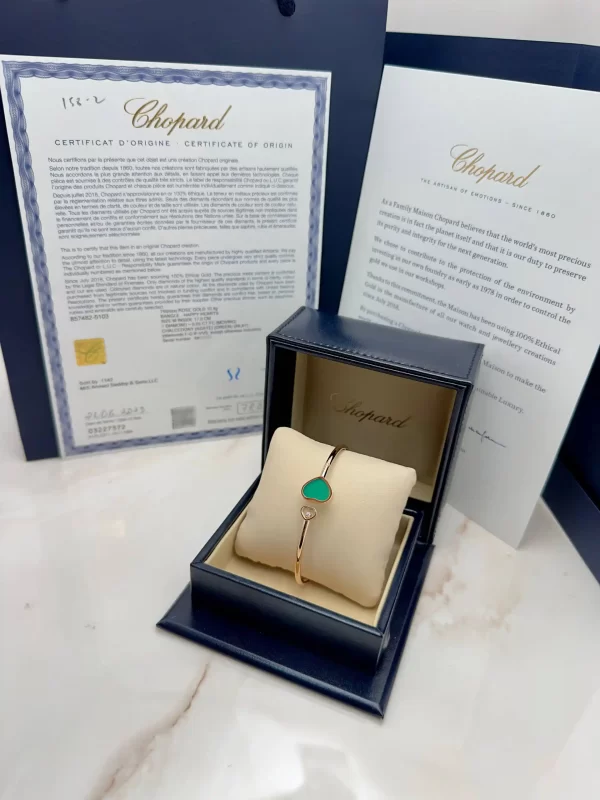 Chopard-Happy-Hearts-Bangle-857482-5103-Medium-Size-Diamond-18k-Rose-Gold-Green-Chalcedony-Original