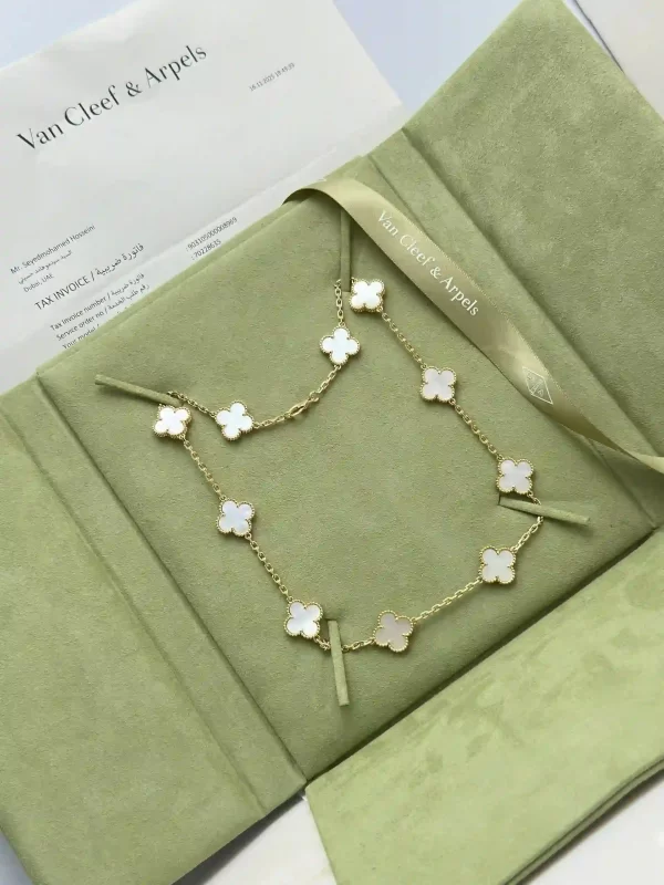 Van-Cleef-Arpels-Vintage-Alhambra-Necklace-10-Motifs-White-MOP-18k-Yellow-Gold