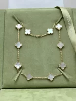 Van-Cleef-Arpels-Vintage-Alhambra-Necklace-10-Motifs-White-MOP-VCARA42800-18k-Yellow-Gold-Front