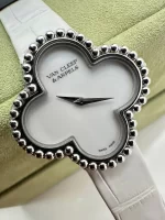 Van-Cleef-Arpels-Vintage-Alhambra-Watch-Medium-Model-18k-White-Gold-MOP-Dial-Quartz-Near