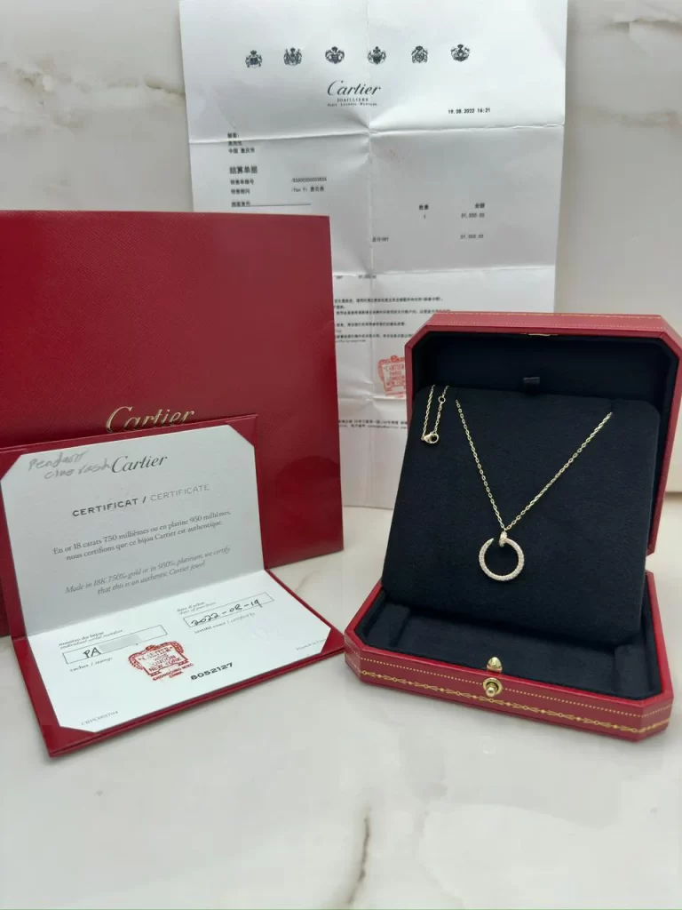 Cartier-Juste-Un-Clou-Necklace-18k-Rose-Gold-Pave-Diamonds-Original