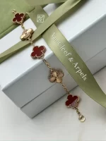 Van-Cleef-Arpels-Vintage-Alhambra-5-Motifs-Bracelet-VCARP7RP00-Pink-Gold-Carnelian-19