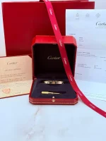 Cartier-Love-4-Diamonds-Bracelet-CRB6070016-Classic-Model-18k-Yellow-Gold-Orginal