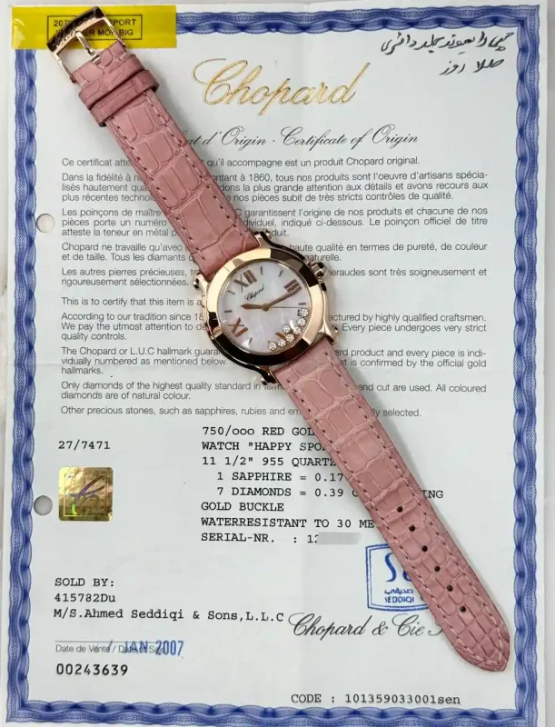 Chopard-Happy-Sport-Watch-247471-18k-Rose-Gold-Factory-Diamonds-Pink-Leather-Certificate