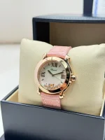 Chopard-Happy-Sport-Watch-247471-18k-Rose-Gold-Factory-Diamonds-Pink-Leather-MOP-Dial-Box