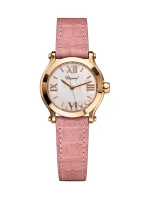 Chopard-Happy-Sport-Watch-247471-18k-Rose-Gold-Factory-Diamonds-Pink-Leather-MOP-Dial-Quartz