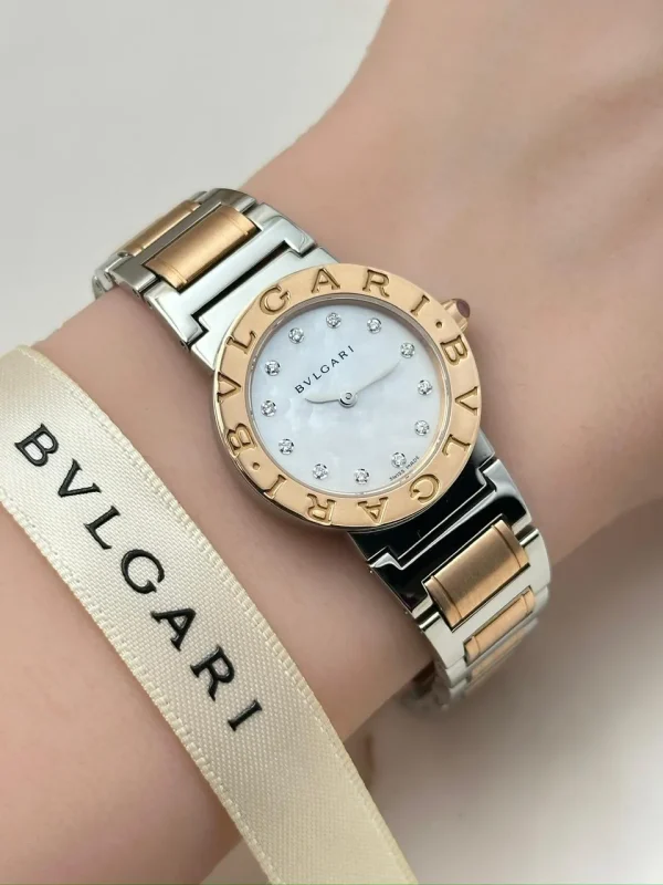 Bvlgari-Bvlgari-Ladies-Watch-18k-Rose-Gold-Steel-Diamond-Index-MOP-Dial