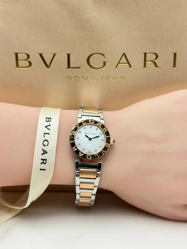 Bvlgari-Bvlgari-Ladies-Watch-18k-Rose-Gold-Steel-Diamond-Index-MOP-Dial-Hand