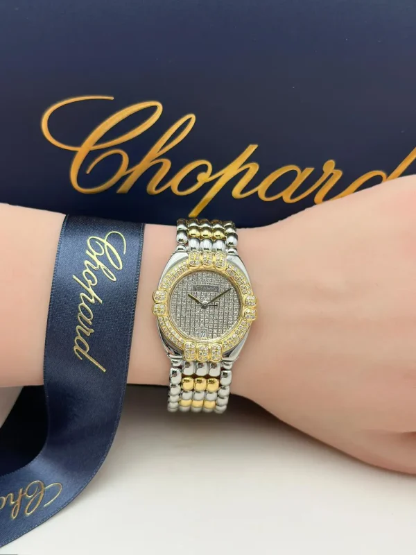 Chopard-Gstaad-Ladies-Watch-18k-Yellow-Gold-Steel-Diamonds-Vintage