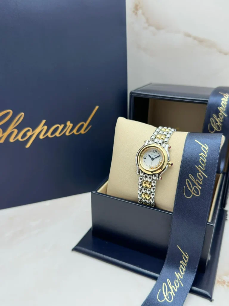 Chopard-Happy-Sport-Small-Model-Watch-18k-Yellow-Gold-Steel-Authentic