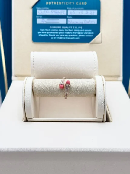 Marli-Cleo-Diamond-Slim-Ring-18k-Yellow-Gold-Pink-Coral-Front