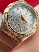 Omega-Constellation-Ladies-Watch-18k-Rose-Gold-Steel-Diamonds-Near