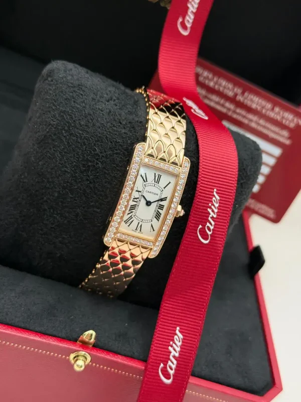 Cartier-Tank-Americaine-Rose-Gold-Watch-WB710008-Diamonds-Small-Model