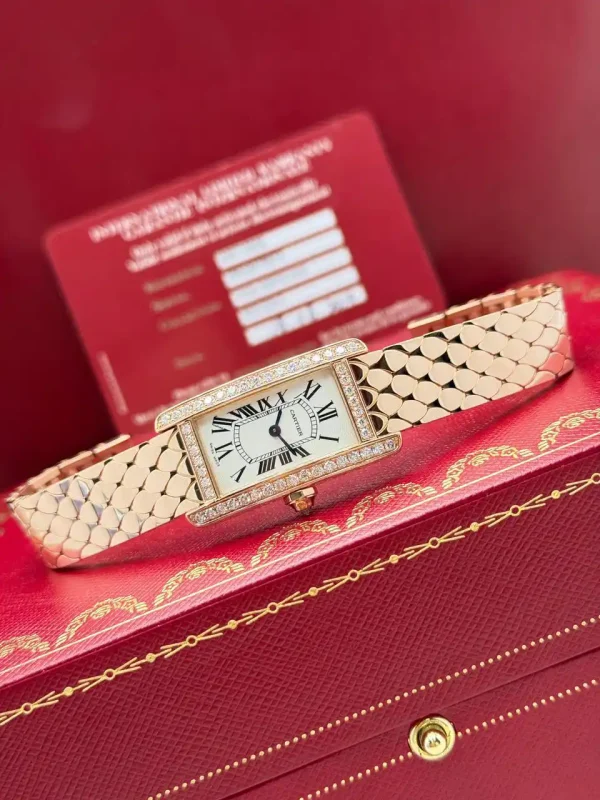 Cartier-Tank-Americaine-Rose-Gold-Watch-WB710008-Diamonds-Small-Model-Certificate