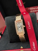 Cartier-Tank-Americaine-Rose-Gold-Watch-WB710008-Diamonds-Small-Model-Original