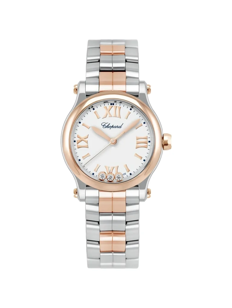 Chopard-Happy-Sport-Diamonds-Watch-18k-Rose-Gold-Steel-Automatic-Silvered-Dial