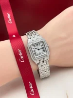 Panthere-De-Cartier-Steel-Watch-Medium-Model-Fixed-Diamonds-Hand
