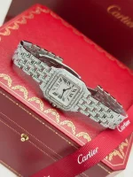 Panthere-De-Cartier-Steel-Watch-Medium-Model-Fixed-Diamonds-Original