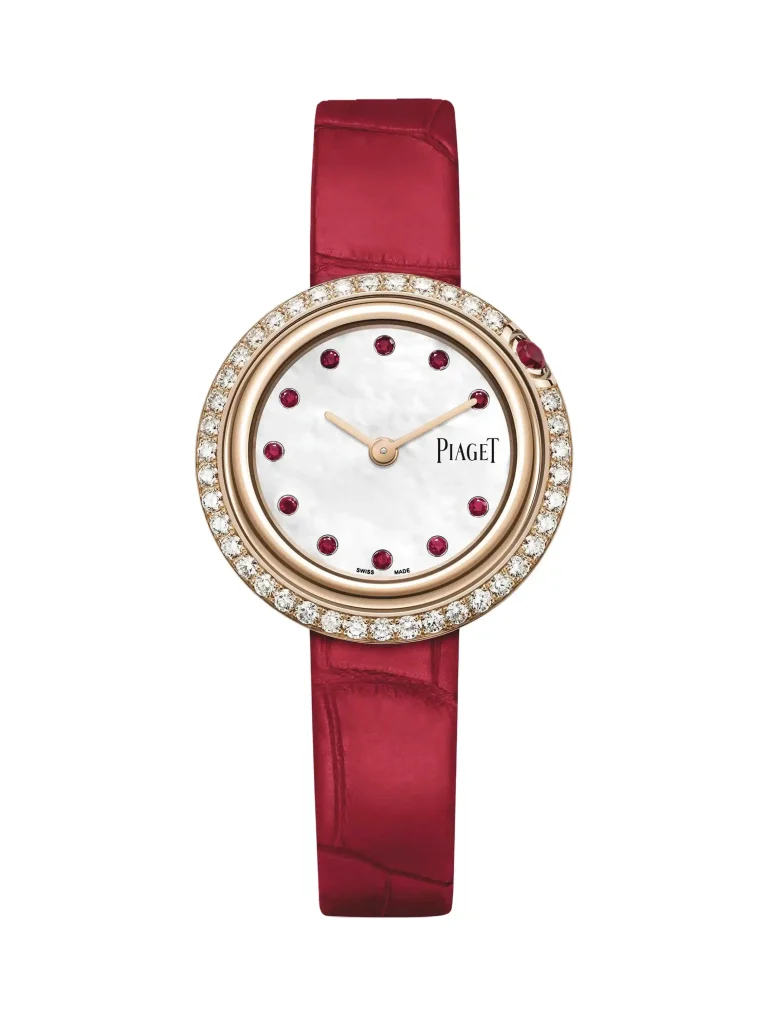 Piaget-Possession-Diamond-Watch-G0A47088-18k-Rose-Gold-Rubies-White-MOP-Red-Leather-Quartz-Rare-Model