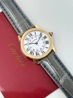 Ronde-Solo-De-Cartier-Ladies-Watch-18k-Yellow-Gold-Steel-Leather-Quartz