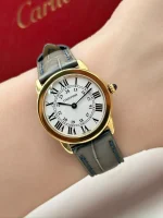Ronde-Solo-De-Cartier-Ladies-Watch-18k-Yellow-Gold-Steel-Silver-Dial-Quartz