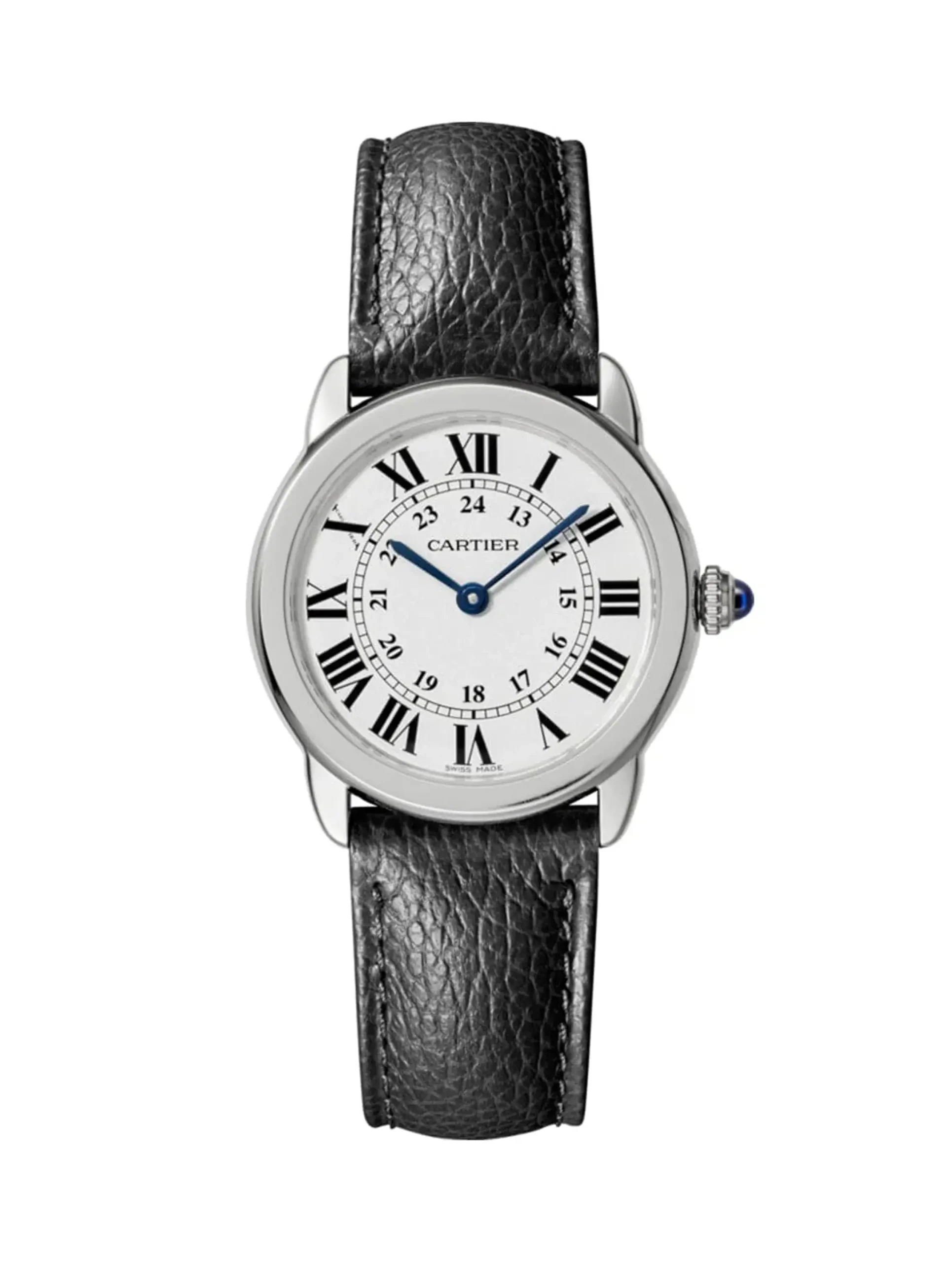Ronde-Solo-De-Cartier-Watch-WSRN0019-Steel-Black-Leather-Silver-Dial-Quartz Ronde-Solo-De-Cartier-Watch-WSRN0019-Steel-Black-Leather-Silver-Dial-Quartz