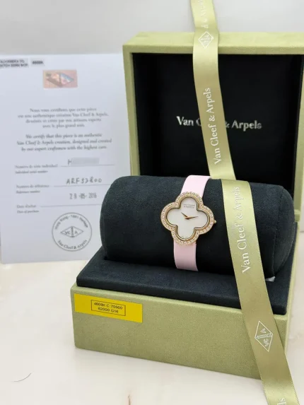 Van-Cleef-Arpels-Alhambra-Watch-Medium-Model-VCARF52800-Yellow-Gold-Diamonds-Certificate