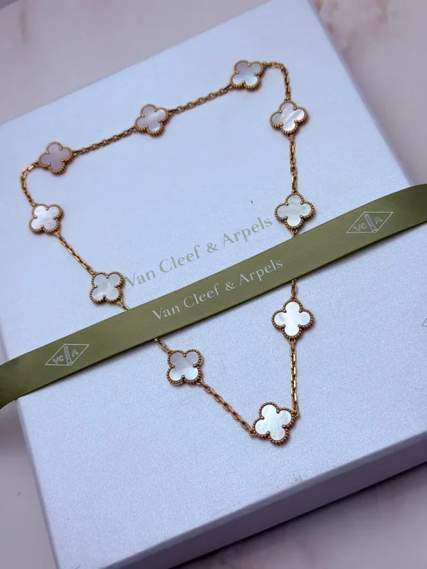 Van-Cleef-Arpels-Vintage-Alhambra-10-Motifs-Necklace-18k-Yellow-Gold-VCARA42800-White-MOP