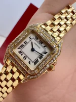 Vintage-Panthere-De-Cartier-Watch-W25022B9-Small-Model-18k-Yellow-Gold-Diamonds-Near