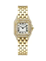 Vintage-Panthere-De-Cartier-Watch-W25022B9-Small-Model-18k-Yellow-Gold-Diamonds-Silver-Dial-Quartz