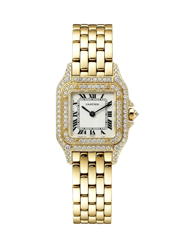 Vintage-Panthere-De-Cartier-Watch-W25022B9-Small-Model-18k-Yellow-Gold-Diamonds-Silver-Dial-Quartz