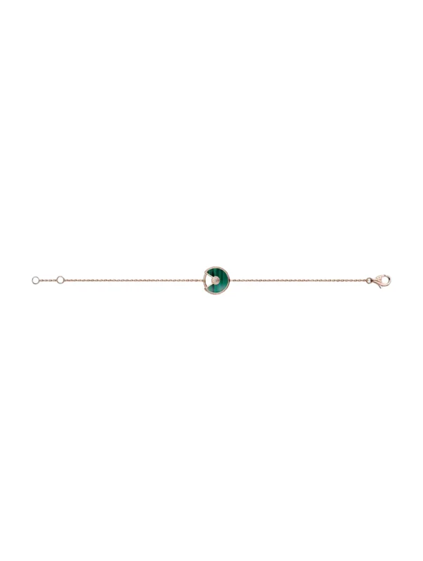 Amulette-De-Cartier-Ladies-Bracelet-18k-Pink-Gold-Malachite-Diamond